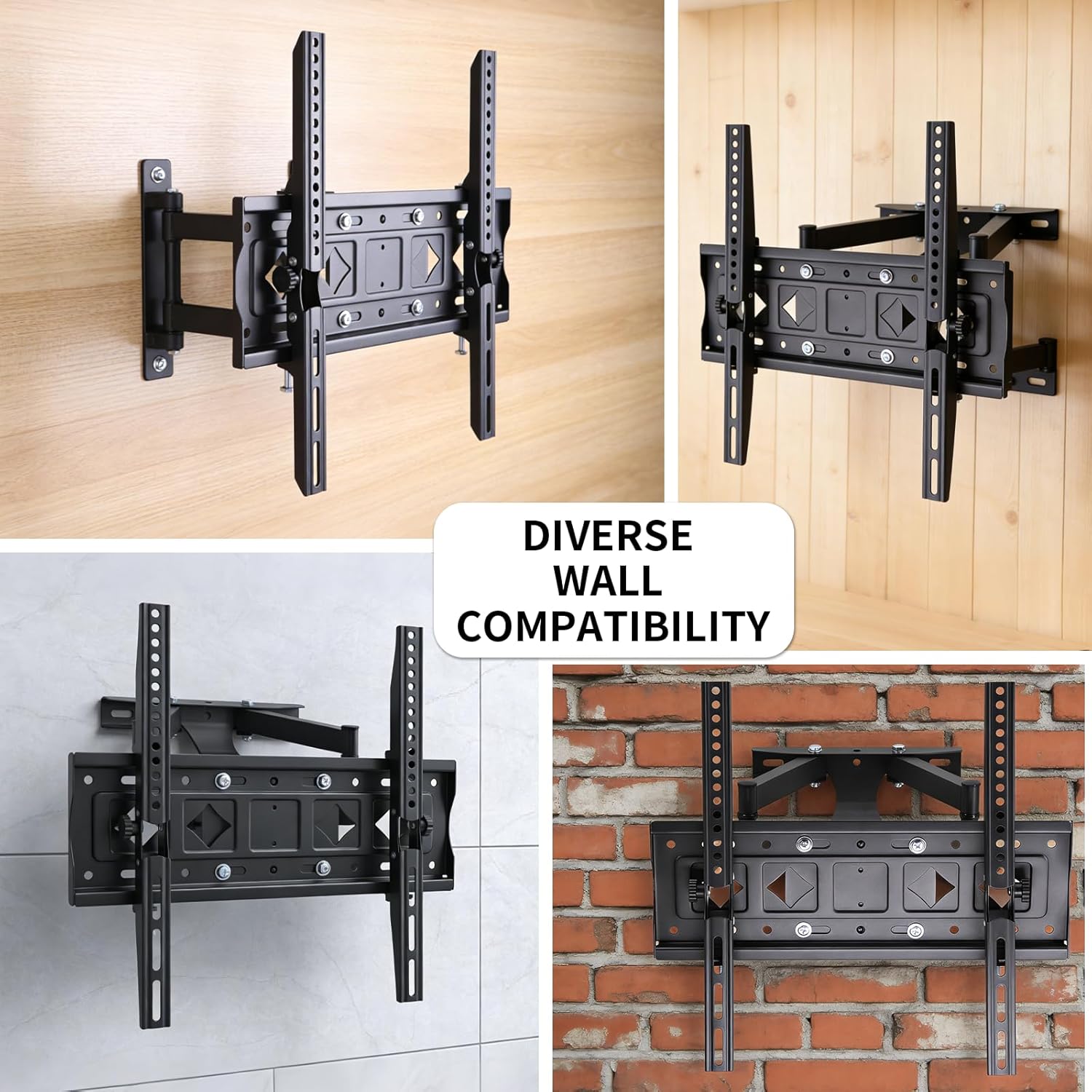 WOOLIG Mount Full Motion TV Wall Mount Bracket for 32-55 Inch LED/LCD/OLED 4K TVs, Articulating Dual Arm TV Mount with Swivel and Tilt, Max VESA 400x400mm, Holds up to 100lbs for 12/16" Studs