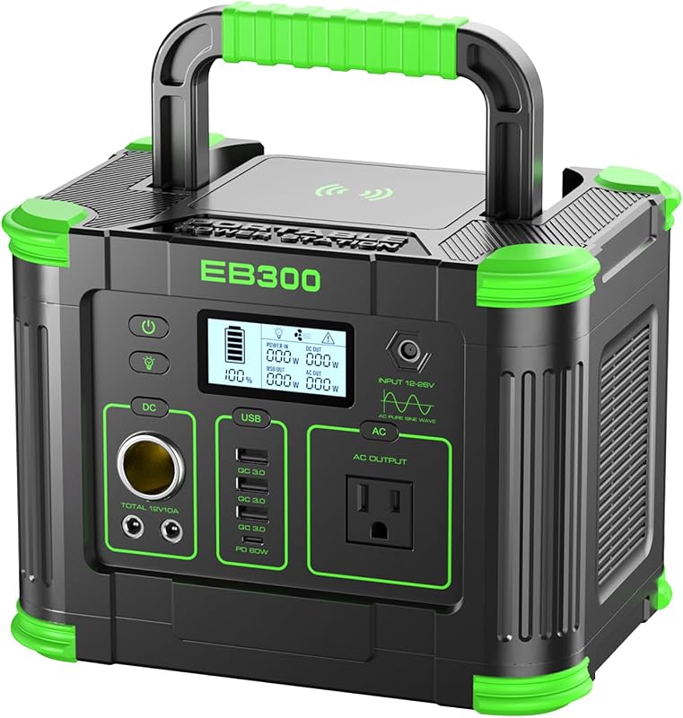 GRECELL Portable Power Station 330W 288Wh Solar Generator for Camping | With 60W USB-C PD Fast Charging, Pure Sine Wave AC Outlet, LED for Camping, RV, CPAP, Home Emergency Backup, Off-Grid Living