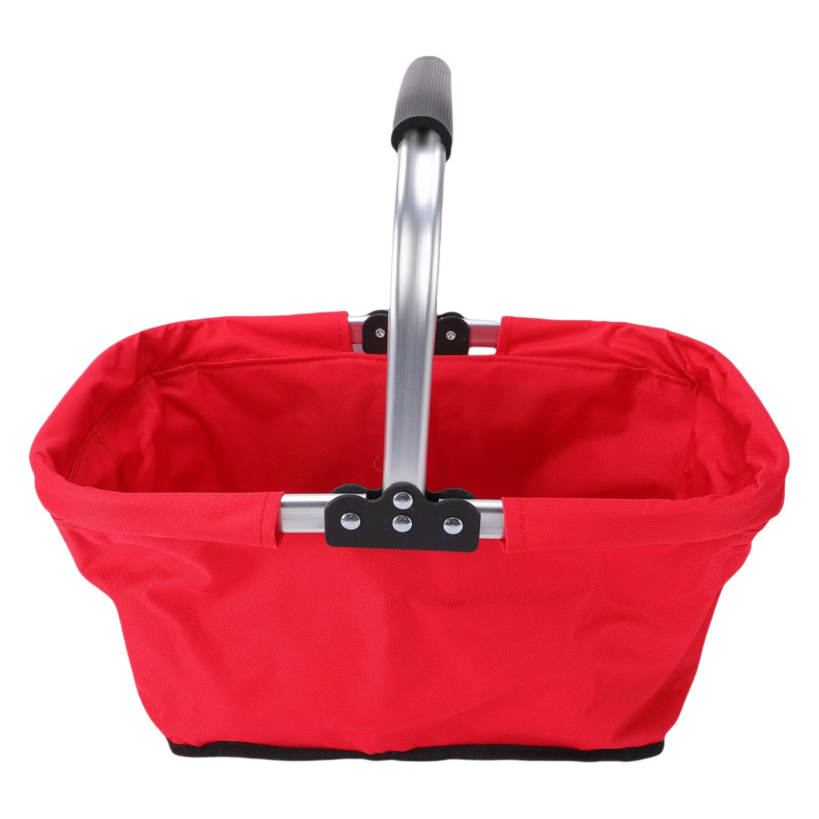 Fdit Collapsible Oxford Fabric Shopping Basket, Foldable Picnic Tote with Ergonomic Handles for Grocery, Fruit Picking, Camping, Beach Day and Daily Errands, Reusable Portable (Red)