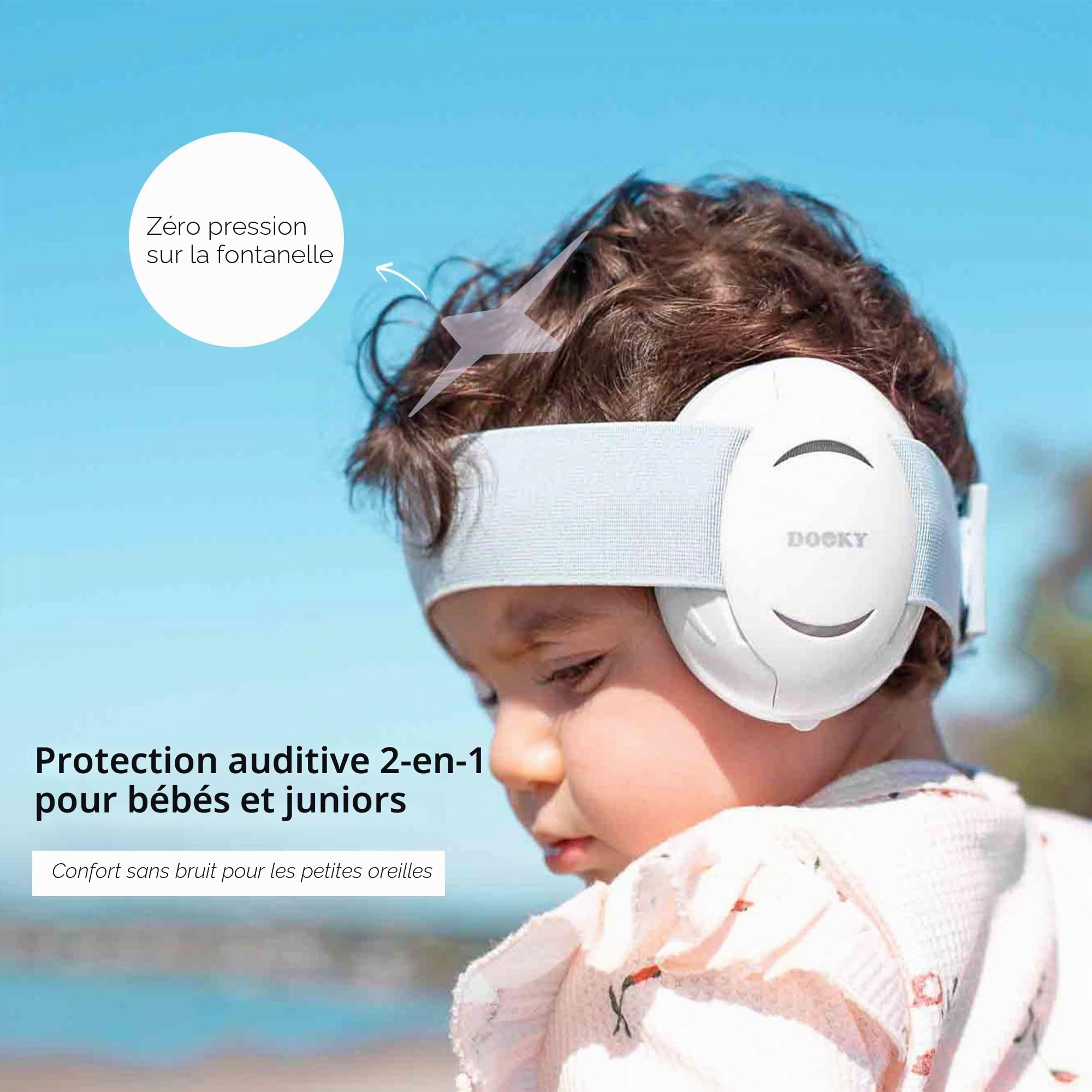 Dooky Casque de protection auditive 2 en 1 pour bébé/junior Blanc/gris