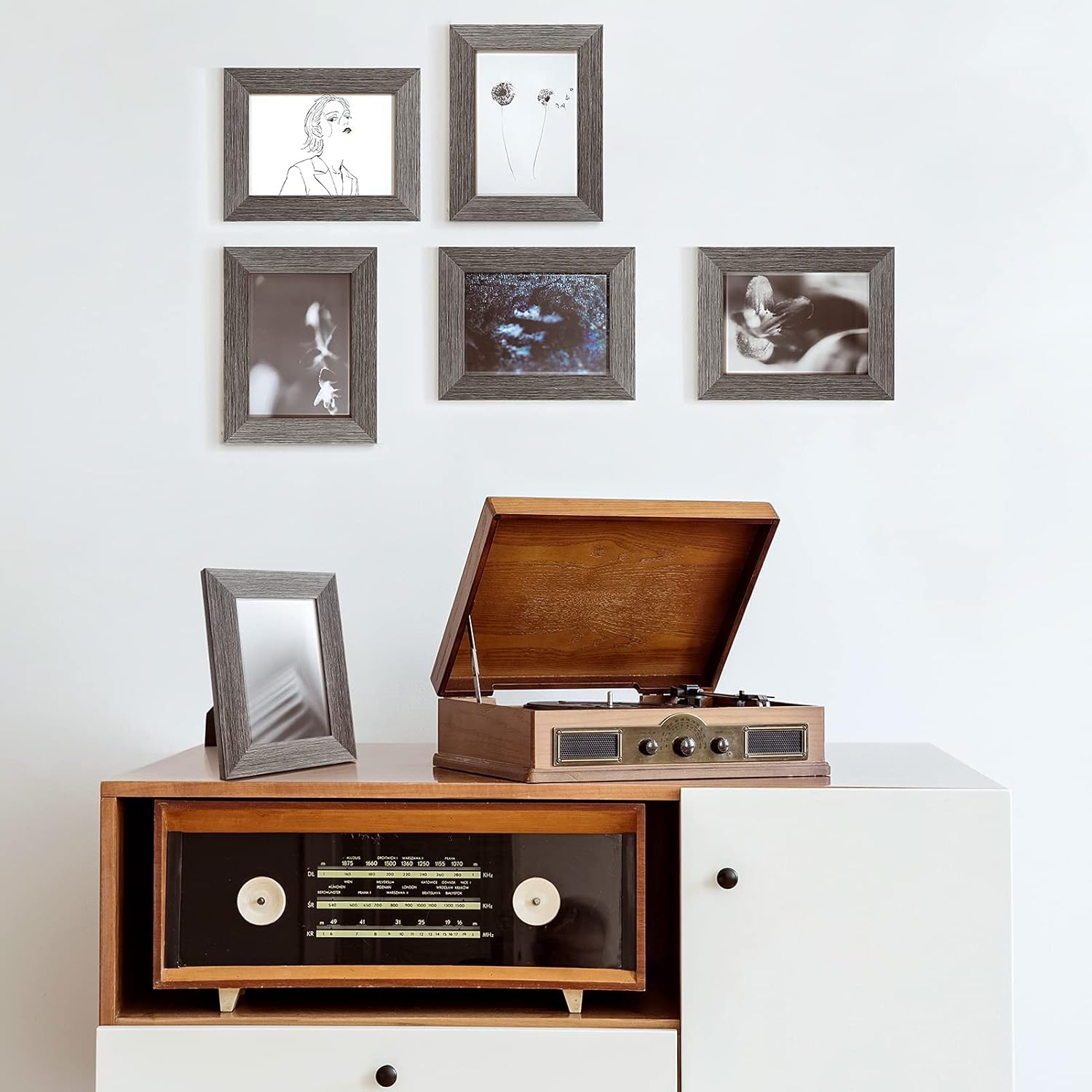 TWING 5 X 7 Picture Frames Set of 6, Rustic Grey Farmhouse Photo College Frame for Wall Decor or Table Top Display - Image 7