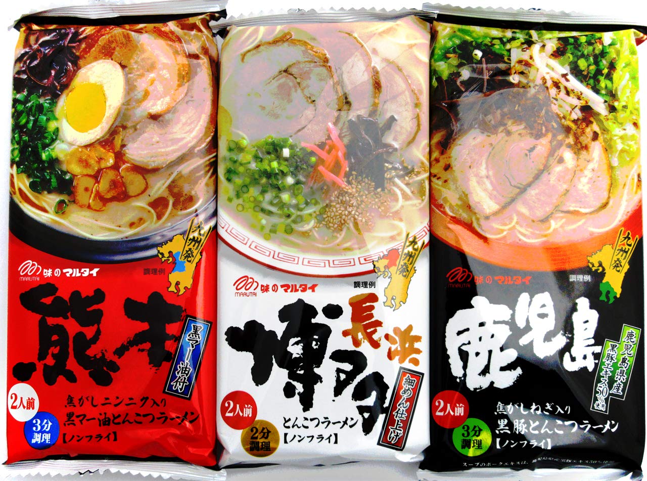 Amazon.co.jp: マルタイ 棒ラーメン 九州人気とんこつ味3種セット  