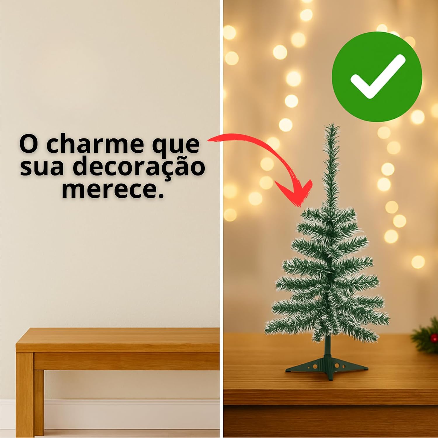Árvore de Natal Nevada 60cm com 50 Galhos | Compacta, Decorativa e Encantadora | Verde e Branco | Ideal para Mesas, Aparadores e Ambientes Pequenos - Lene