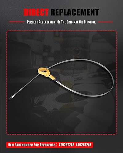Miniatura 6 de CCIYU Varilla de aceite de 26.38 pulgadas, indicador de nivel de aceite para Chrysler 300 5.7L V8 2009-2017, para Dodge Challenger 5.7L V8