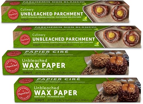 PaperChef Unbleached Bundle 4-Pack Parchment & Wax Nonstick