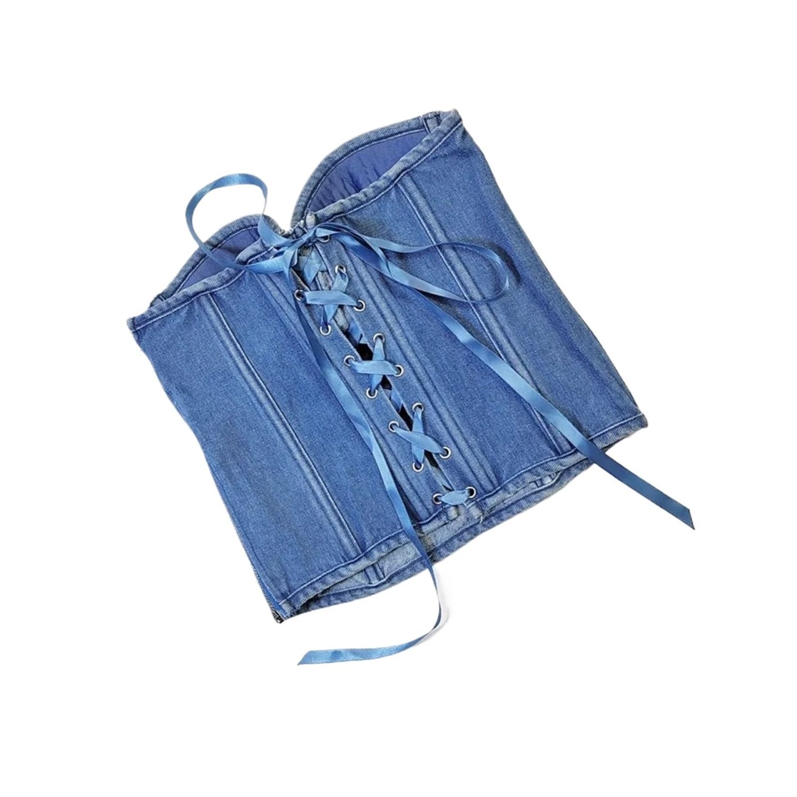 Corsetto da donna con paillettes e diamanti, in denim, sexy, for ragazze, bustier, for feste in discoteca, top corto, push-up