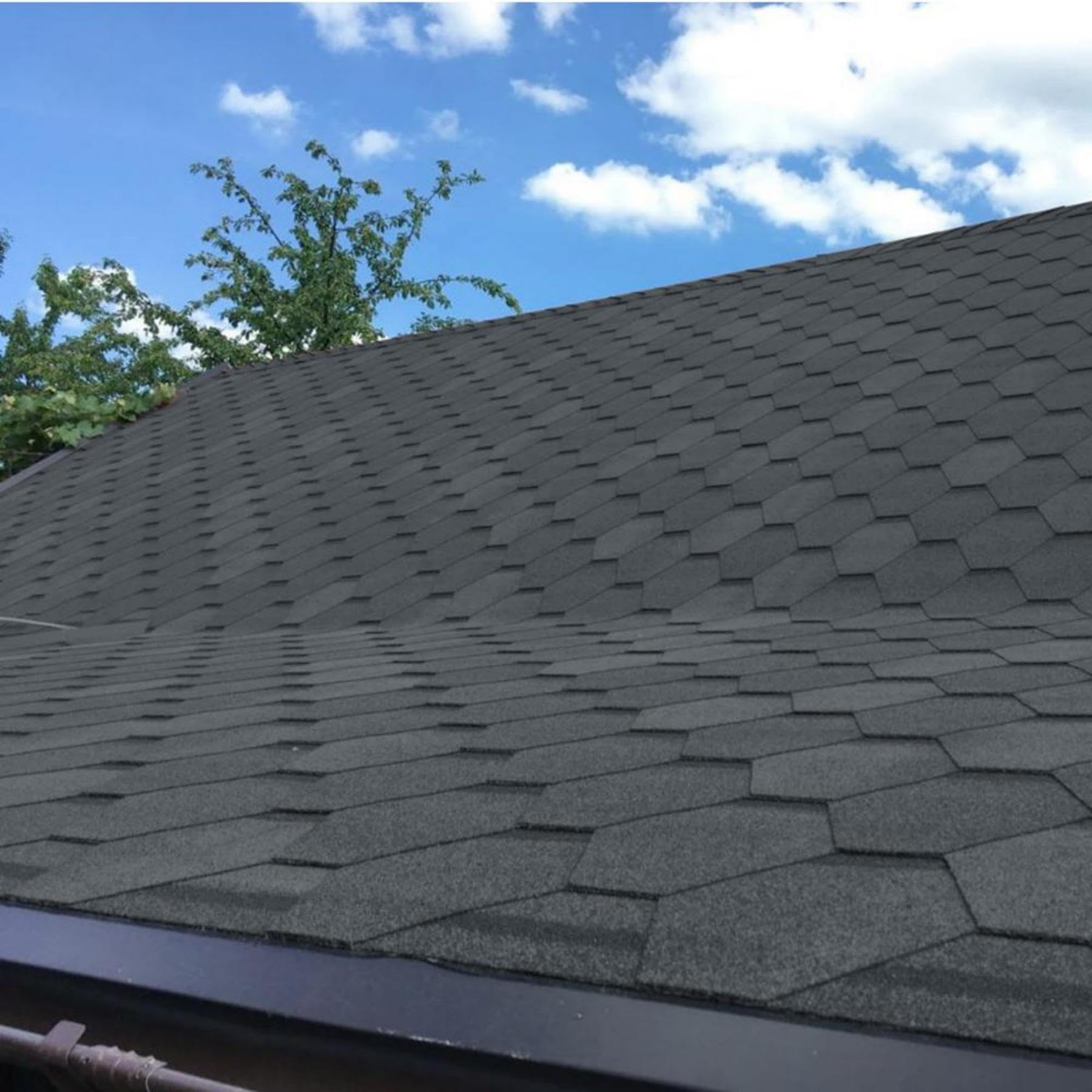 INMOZATA 36 Pieces Roof Shingles, Asphalt Roof Shingles Self-Adhesive Roofing Felt Tiles for Shed Roofs, Weather Resistant Heavy Duty Roofing Tiles, Polygon Roof Tiles, Grey