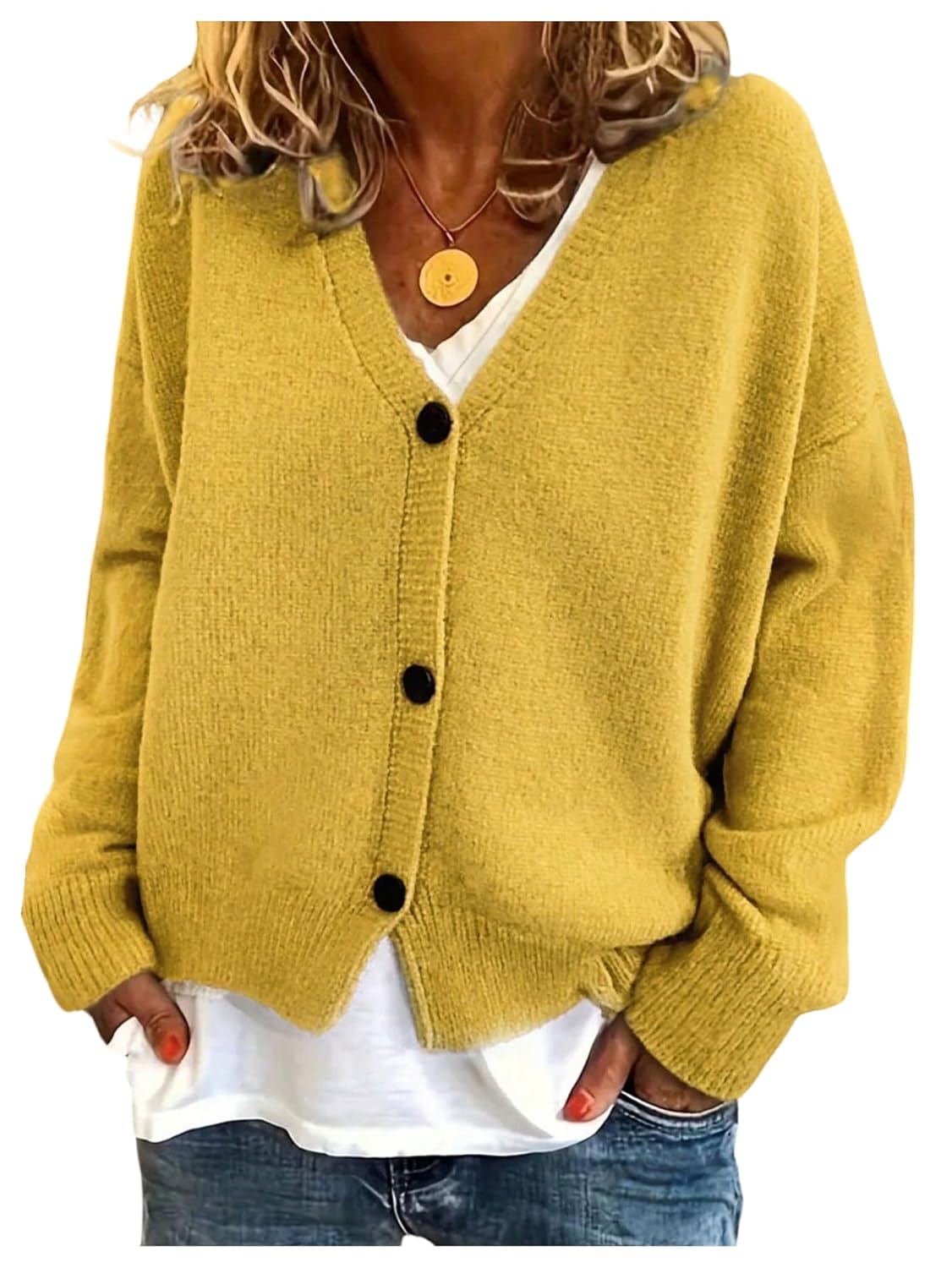 SOLY HUX Womens Plus Size Cardigan Sweater Button Down V Neck Long Sleeve Knit Trendy Outerwear