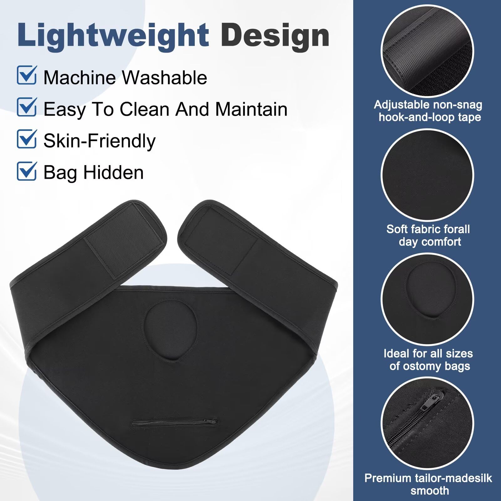 Ostomy Waist Bag Adjustable Ostomy Belt Ostomy Bag Stealth Belt Men Women Ostomy Bag Covers Colostomy Belt, Inner Pocket to Place Ostomy Pouch Ostomy Wrap (Black L Size)