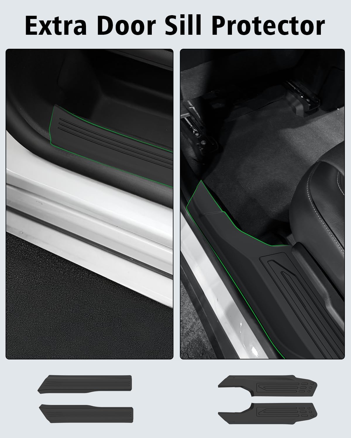 Floor Mats Custom for GMC Acadia 6 Seats 2017-2023 TPE All Weather Cargo Liner with Backrest Mat, 2nd Row Seat Back Protector & Door Sill Guards for Acadia Accessories, Black