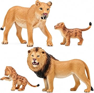 Gemini&Genius Lion Family Wildlife Action Figures, Realistic Animal Toys