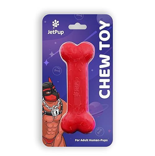JetPup Pup Chew Toy - Bone - Human Grade Chew Toy - Human Pup Play - 100% Food Grade Silicone (Red Bone) - Red