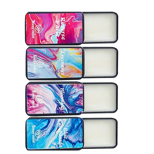 Juego de 4 bálsamos sólidos, perfumes de bolsillo portátil, perfecto para viajes, perfume de fragancia natural para hombres y mujeres (juego A)