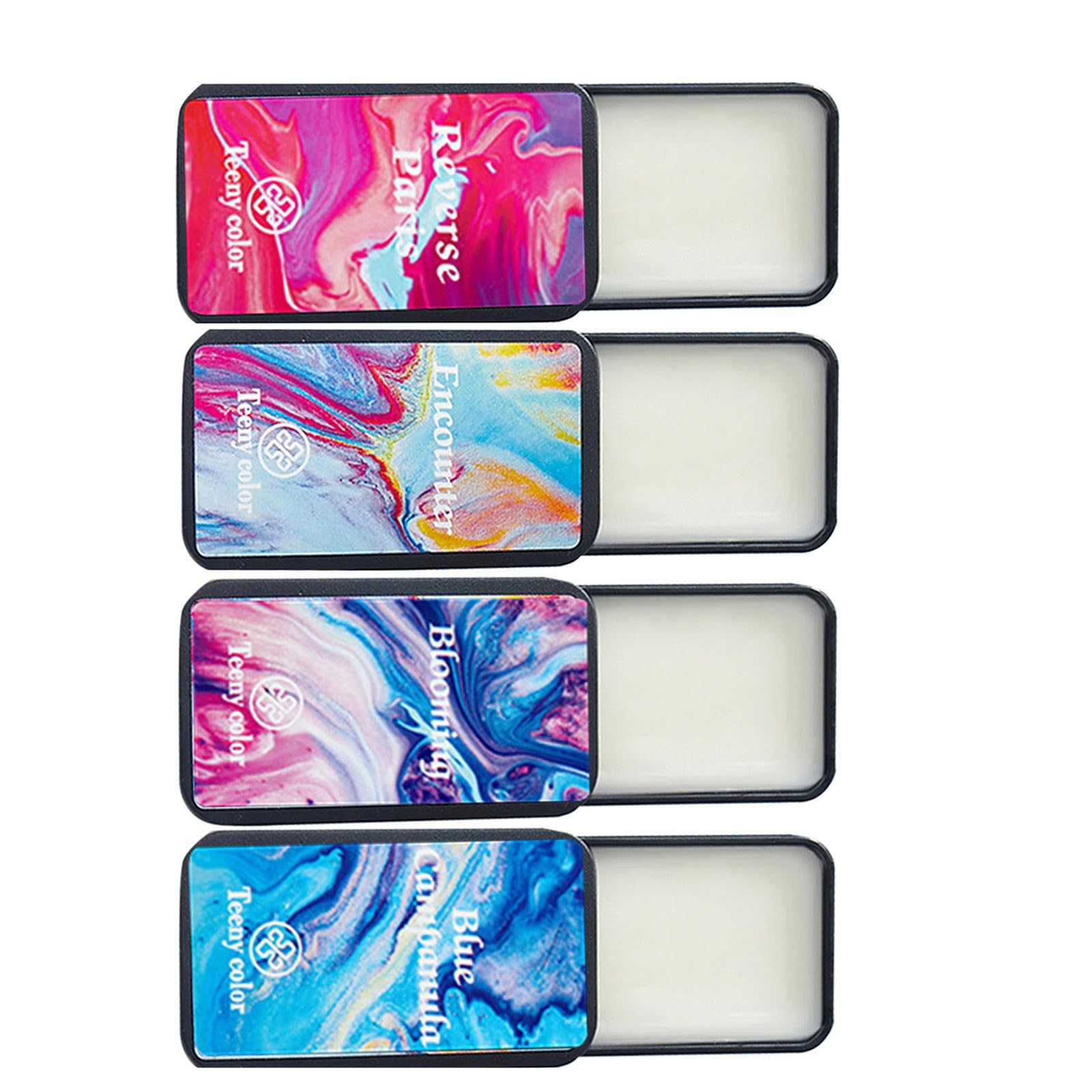 Grospe 4PCS Solid Balm Sets, Alcohol-Free Suitable for All Skin Type, Solid Perfume Portable Pocket Balm Perfume Perfect for Travel Use Natural Fragrance Perfume for Women