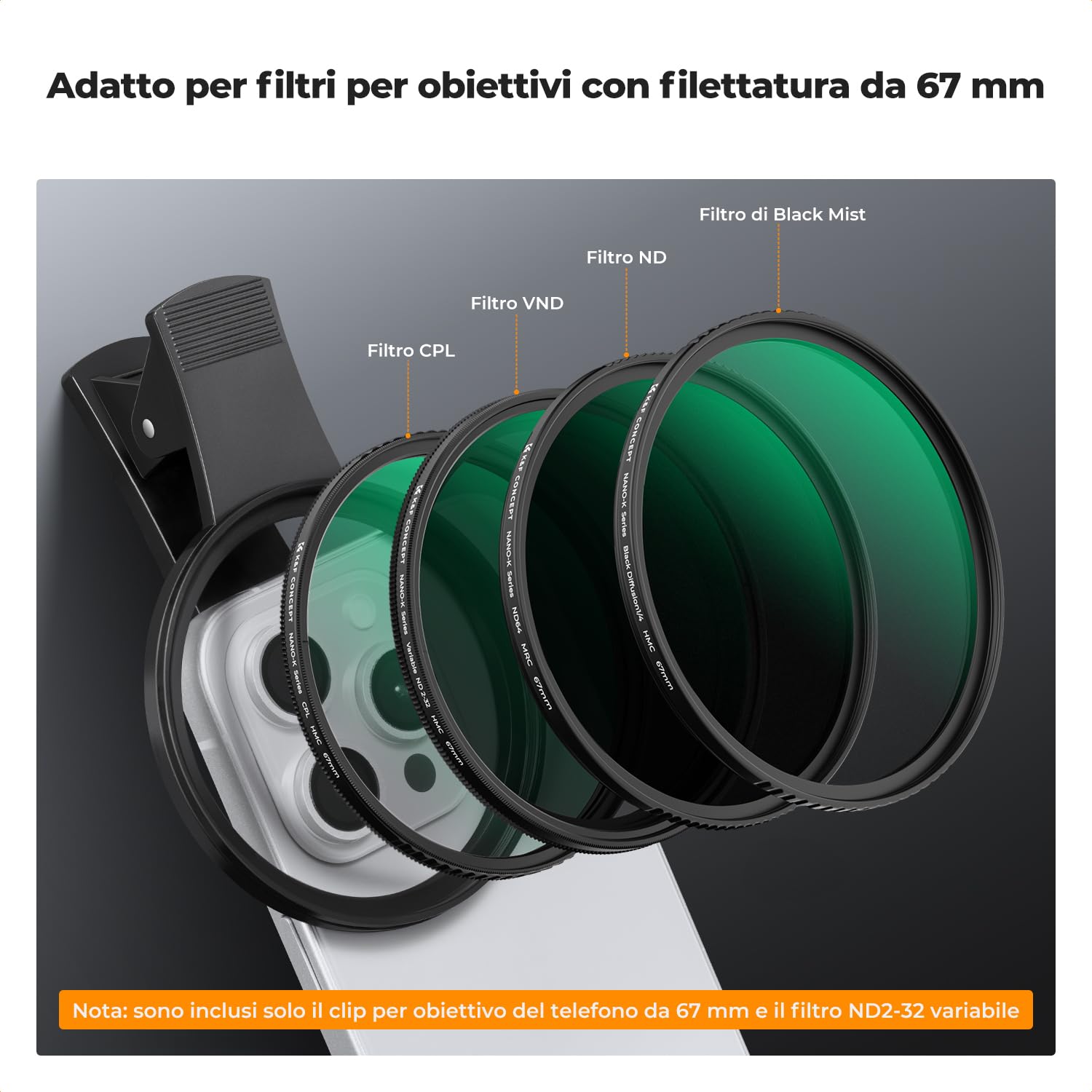 Filtro Nd Variabile 52Mm Nd4-64 ( 2-6 Stop) | K&F Concept - K&F Concept