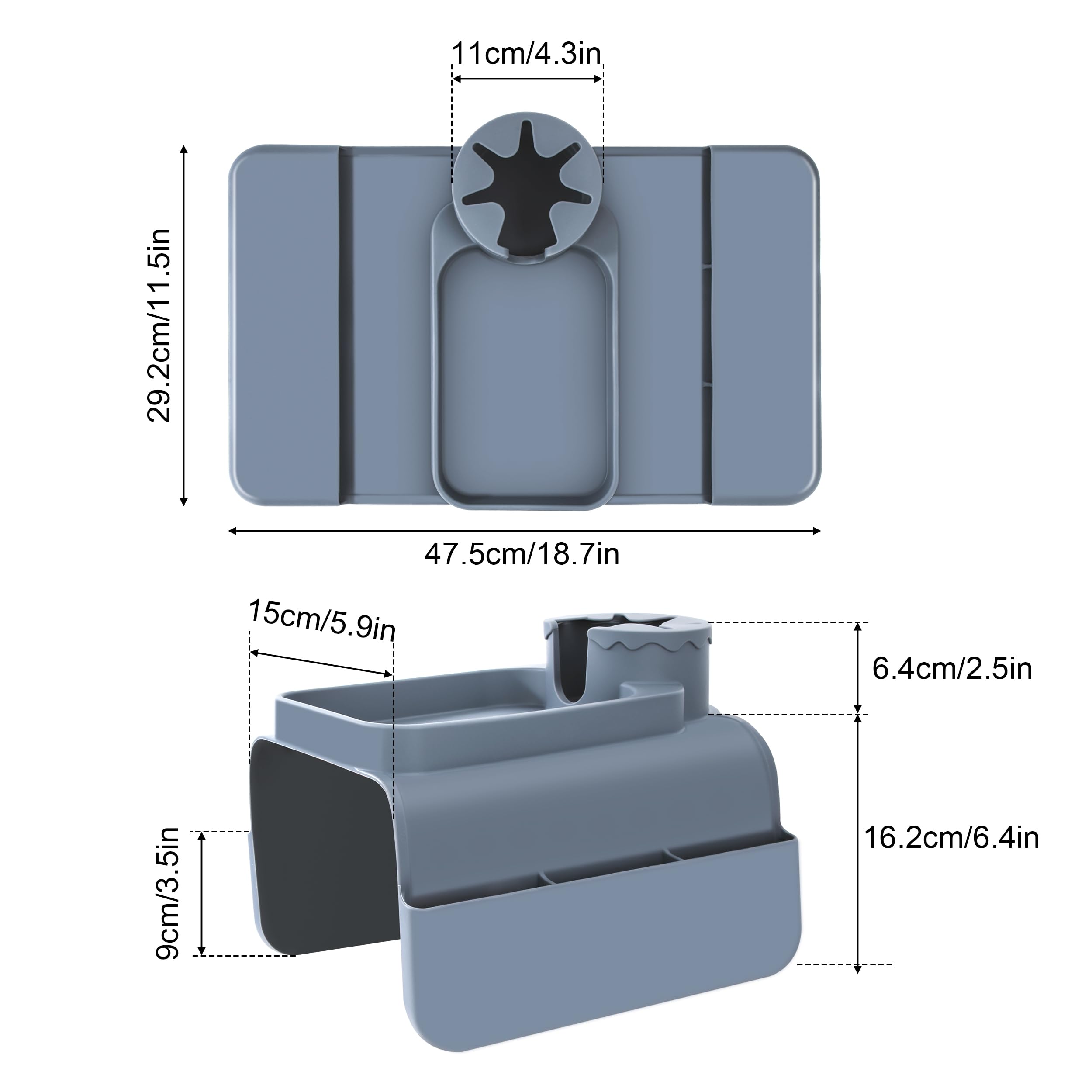 Vassoio per divano bracciolo con portabevande, bracciolo in silicone con due tasche laterali e supporto per telefono, organizer per bevande, telefono, tablet, telecomando TV