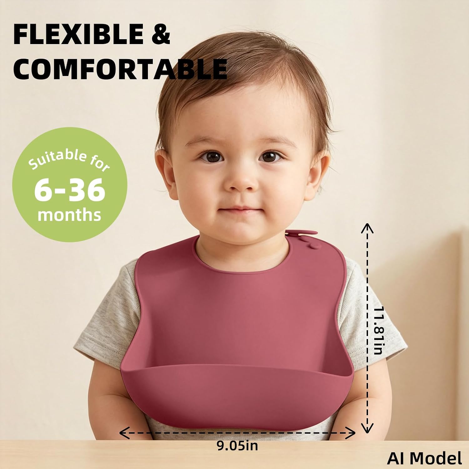 Silicone Bibs for Babies Toddler Set of 3, BPA Free, Soft Adjustable Waterproof Bibs for Feeding Essentials