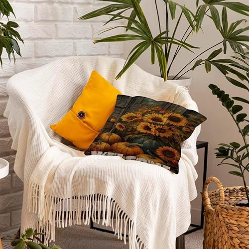 Miniatura 6 de Fundas de almohada de bienvenida de 24 x 24 pulgadas de arpillera de lino, elegantes fundas de cojín en acuarela, ilustraciones de otoño, fundas de