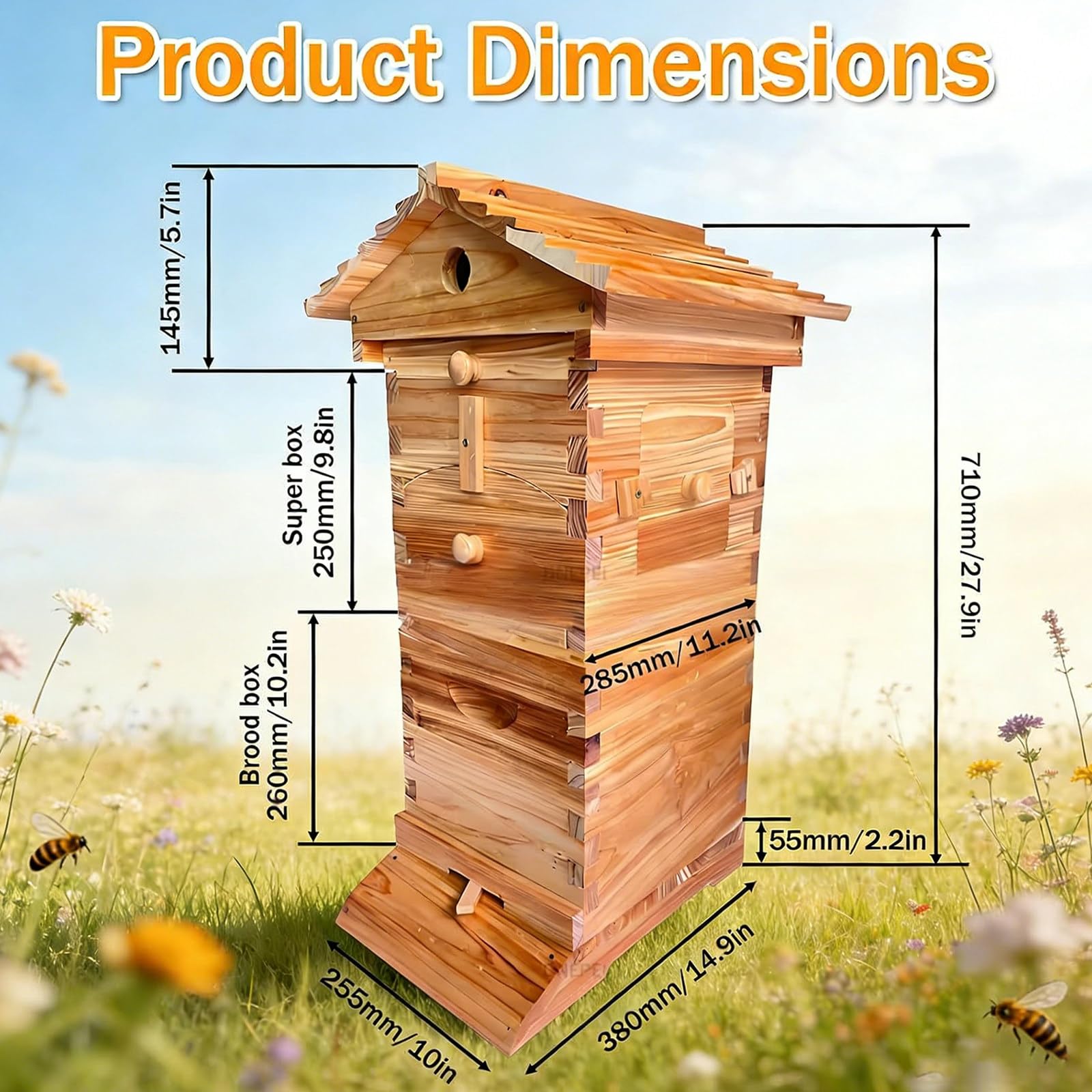 Kit de Apicultura para Principiantes, Colmena Flow Hive, Juego Completo de Colmena Encerada con Extractor de Miel. 4free-flowinghoneycombcombs