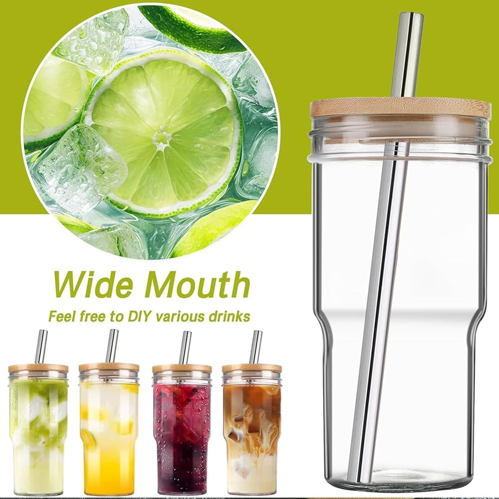 ALINK Bubble Tea Cups zestaw 2 szklanych kubków 650 ml