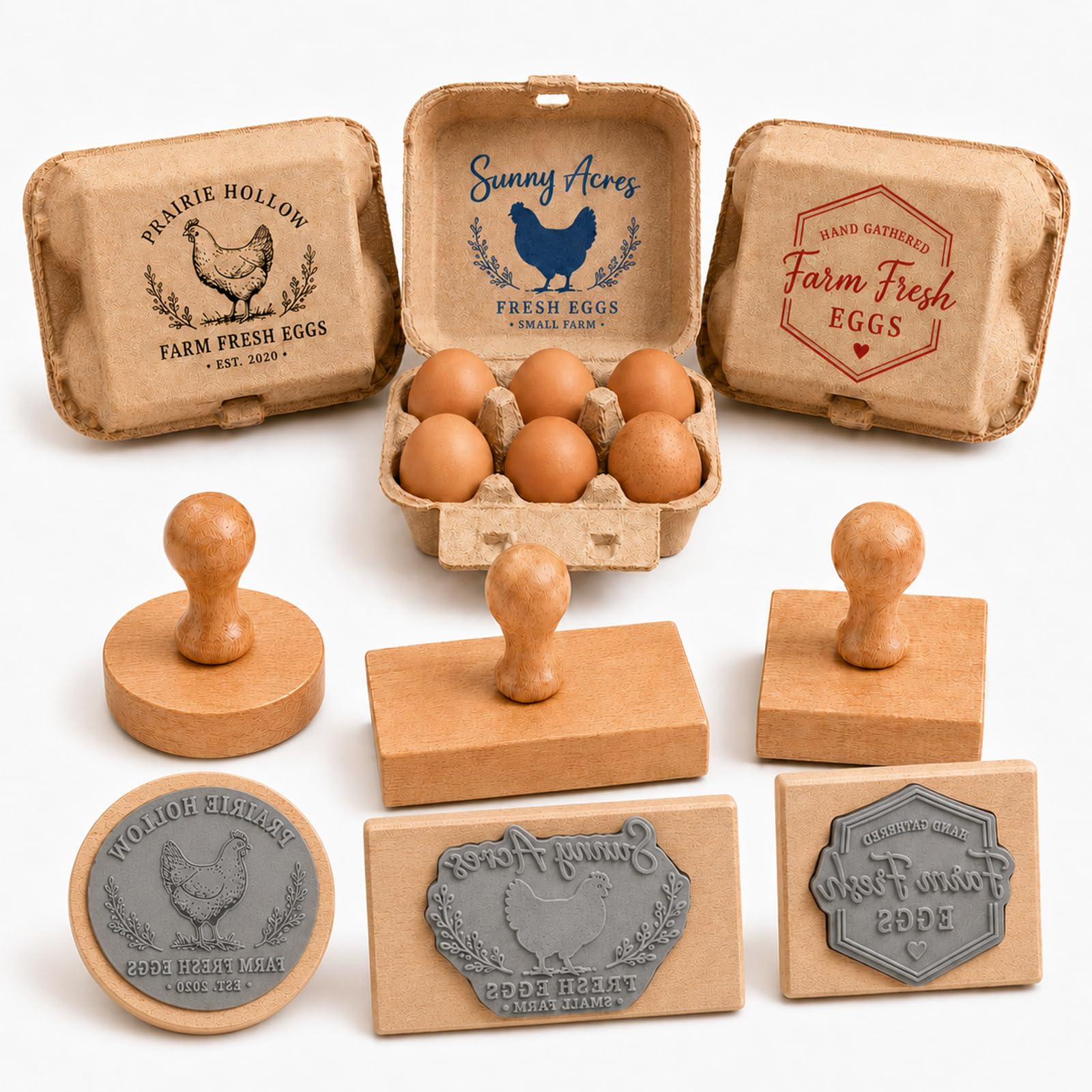 Custom Egg Carton Stamps Personalised Cartons Wooden Logo Stamp Round