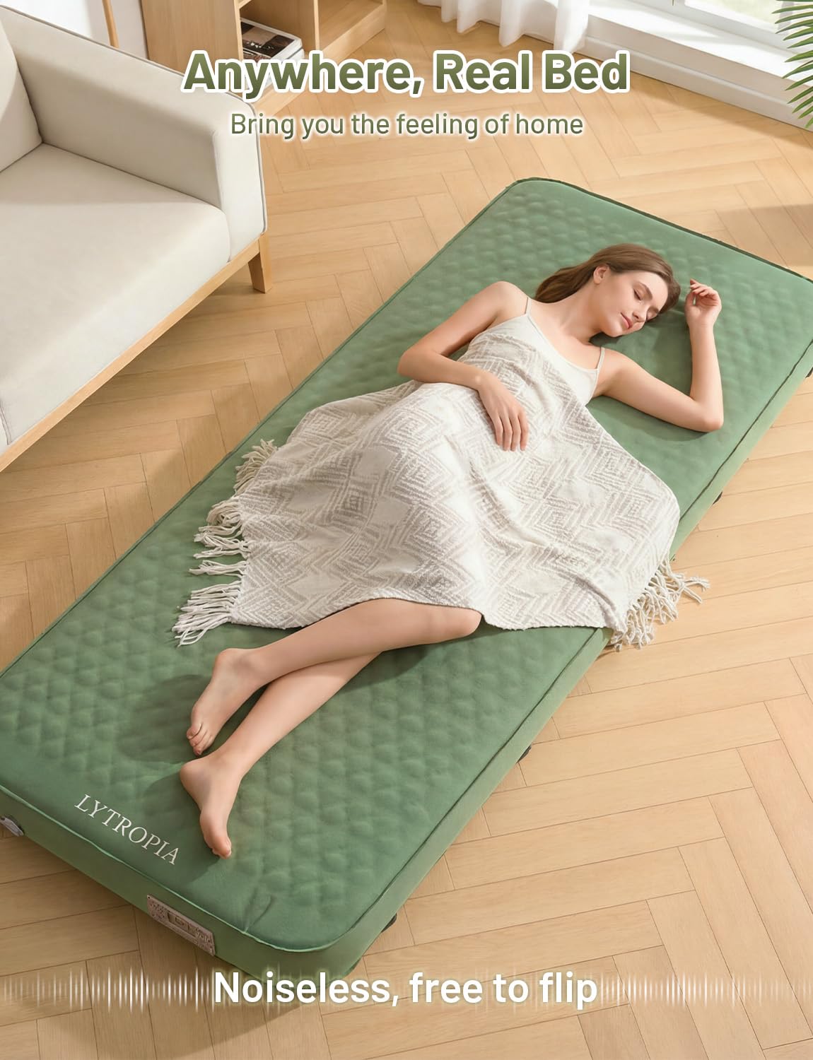 Materasso ad aria, materassino autogonfiante con pompa elettrica | 200 × 76 × 10 cm, 3,2 kg, valore R 9,5, materiale TPU, schiuma 20D, max 300 kg, per campeggio, spiaggia, esterni, tenda, auto