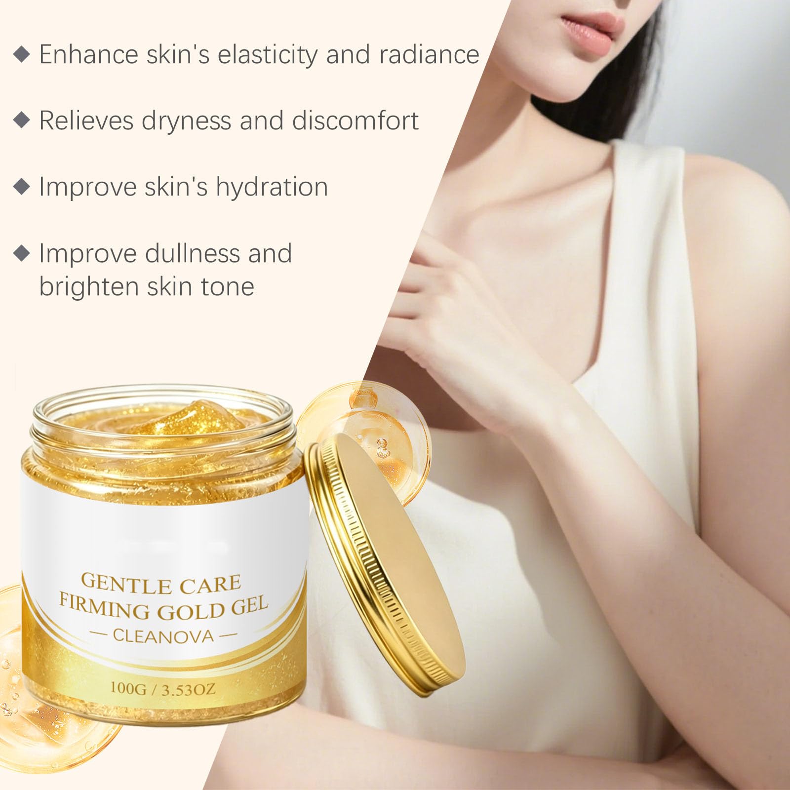 Cura Delicata Gel Oro Rassodante, Cura del Corpo Idratante Profondamente Non Grassa, Formula Rassodante Lisciante per la Pelle Secca, Idratazione Quotidiana per il Viso, Gel Serraggio Corpo (8PCS)