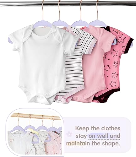 Miniatura 4 de VIS'V - Perchas de terciopelo morado de 11 pulgadas para niños, con 6 divisores de tamaño, antideslizantes, para guardería, armario, para bebés,