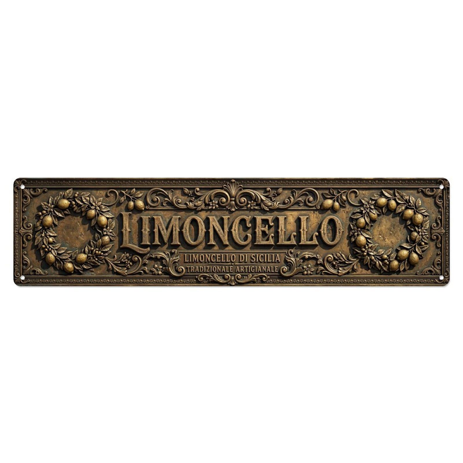 Limoncello Relief Vintage Liqueur Metal Tin Skinny Sign Plaque Wall Decor for Cafe, Club Bar, Office, Home Garden Metal Poster 4x16Inch