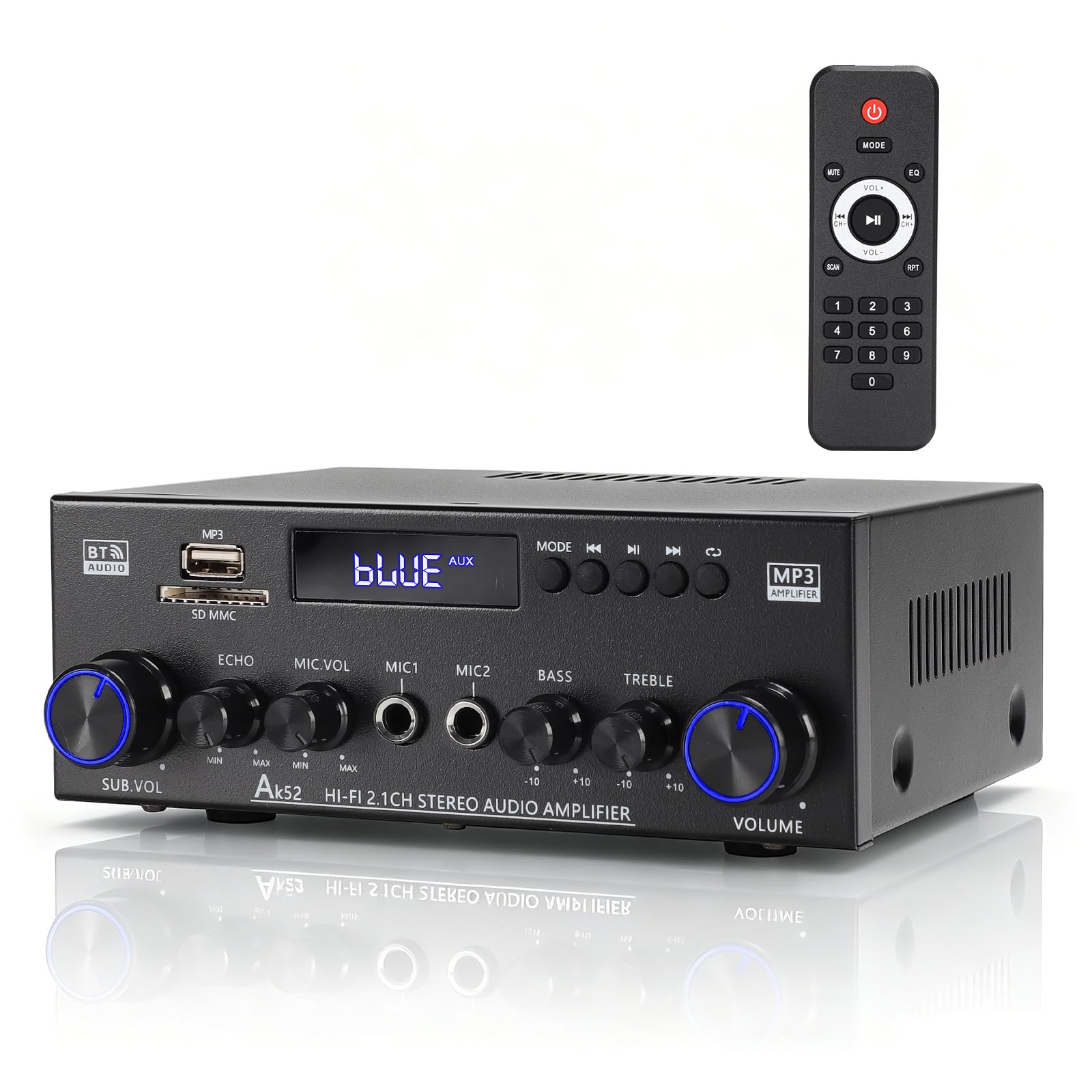 Joengoep AK52 Home 2.1 Channel Bluetooth 5.0 Stereo Receivers Amplifier
