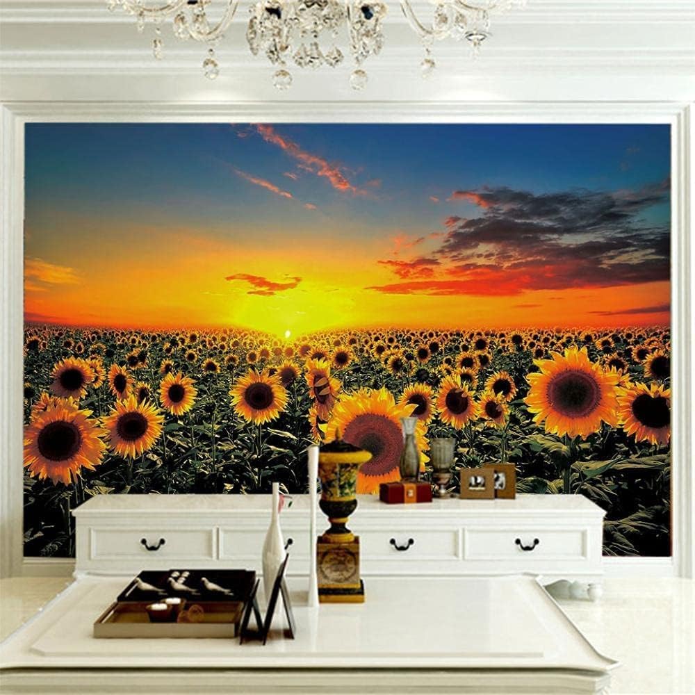 Papier peint autocollant tournesol 3D salon moderne 200cm