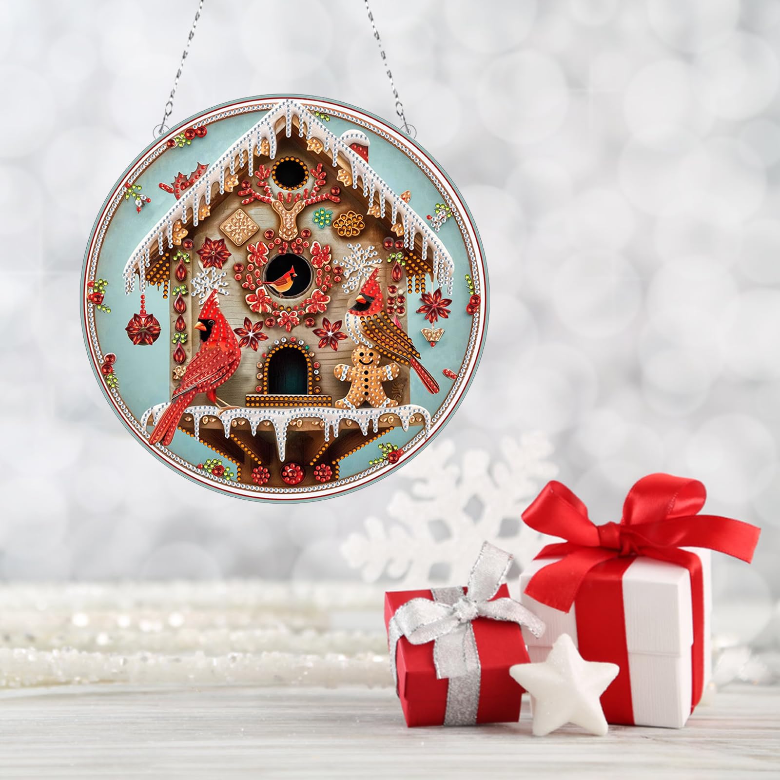Amiiba Diamond Painting Hanging Kits Bird's Igloo, 5D Diamond Art Double Sided Hanging Plaques DIY Ornament Pendants Decorations (Bird's Igloo)