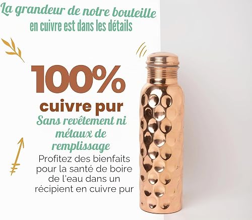 PRURA Copper Water Bottle - Leak Proof Ayurvedic Drinkware Copper Vessel for Sports, Gym, Outdoors, Yoga - 4