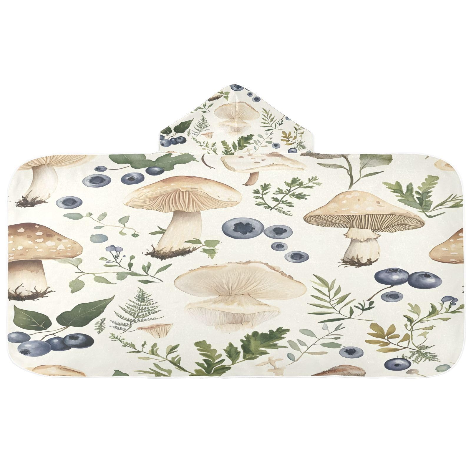 Kigai Vintage Mushroom Hooded Beach Towel for Kids Soft Absorbent Quick Dry Bath Towel with Hood Lightweight Toddler Shower Pool Bath Wrap for Boys Girls