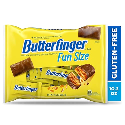 Butterfinger Barras de caramelo de tamaño divertido, crujientes y crujientes, envueltas individualmente, bolsa de 10.2 onzas