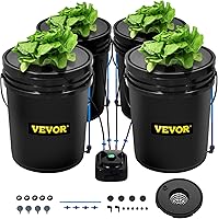 Vista 1 de VEVOR Sistema Hidropónico DWC, 5 Galones 4 Cubetas, Cubo de Cultivo de Agua Profunda, Kit de Cultivo Hidropónico con Bomba, Piedra de Aire