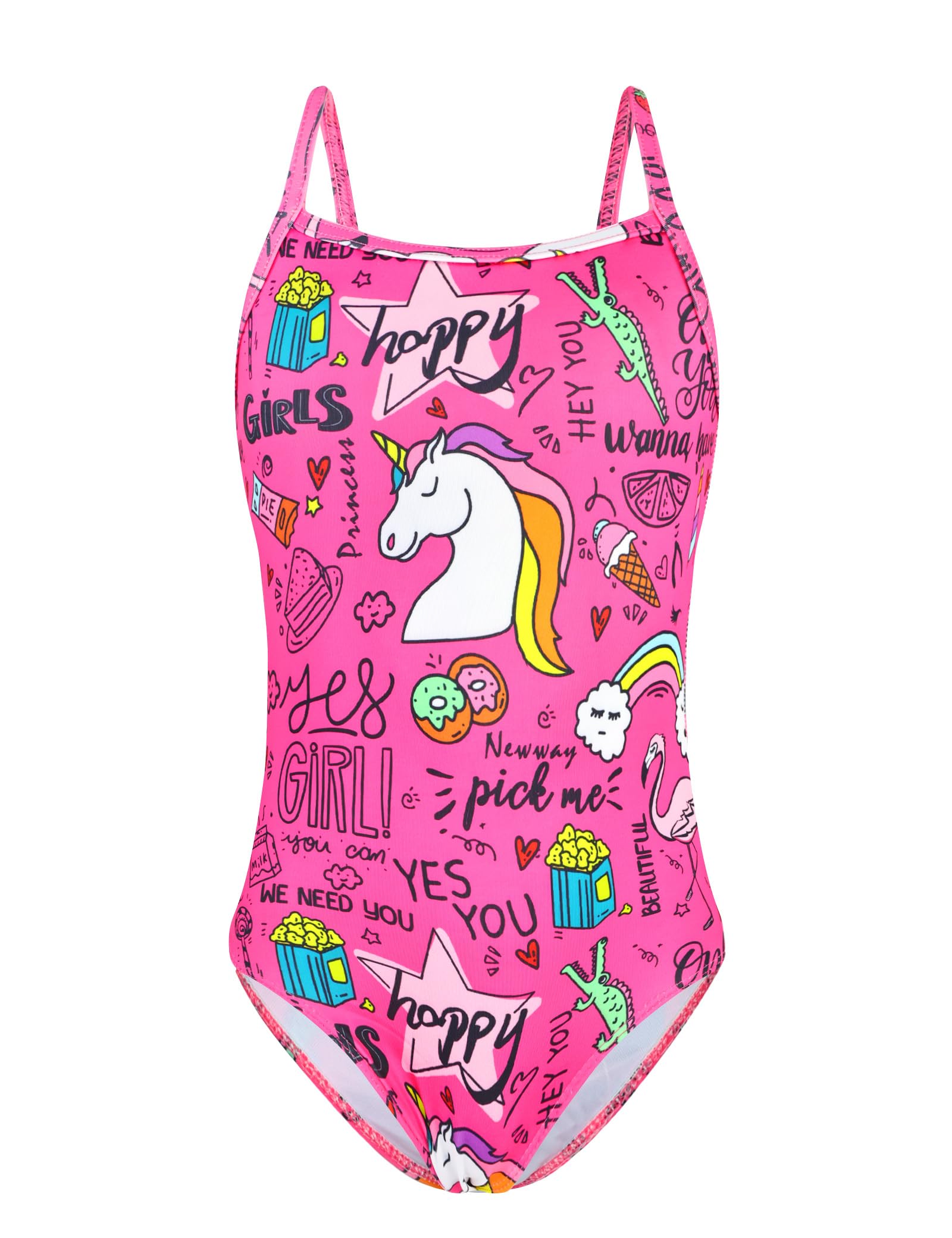 Snowheart Girls Swimsuit One-Piece Bathing Suits Multicolor Kids Sport Summer Beach Swimwear for 2-12 Years Old