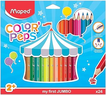 Maped ColorPeps Jumbo Triangular Colored Pencils, Assorted Colors, Set of 24