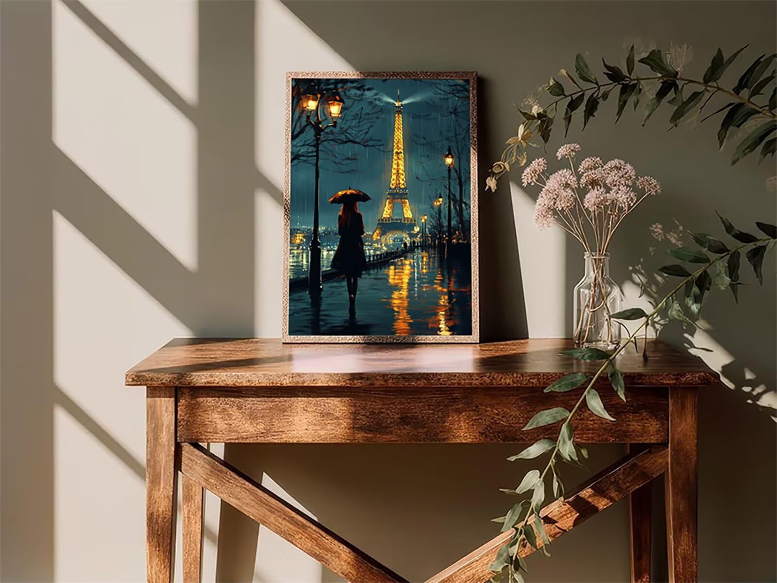 Wieża Eiffla kobiety malarstwo numeryczne dla dorosłych, kobiety malarstwo numeryczne, DIY aktywność ręczna dla dorosłych, paint by numbers z pędzlami i farbami akrylowymi, obraz do dekoracji ścian