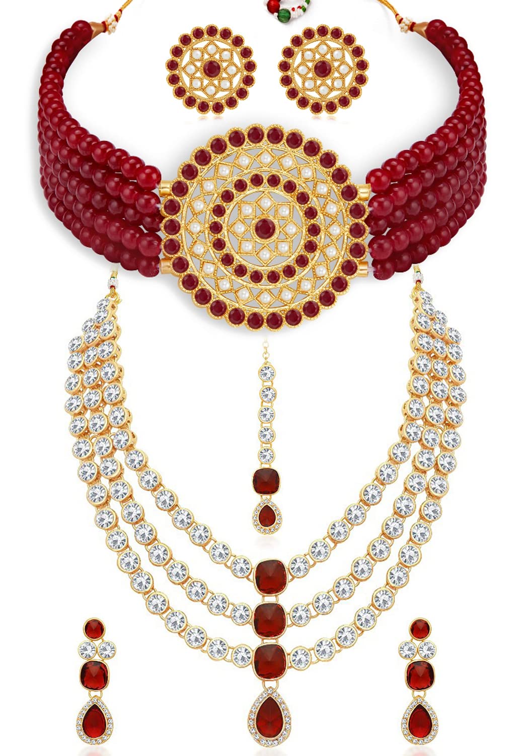 Sukkhi Pleasing Gold Plated Combo Necklace Set for Women (CBNS100919) (B09QS4J8ZK) Amazon Price History, Amazon Price Tracker