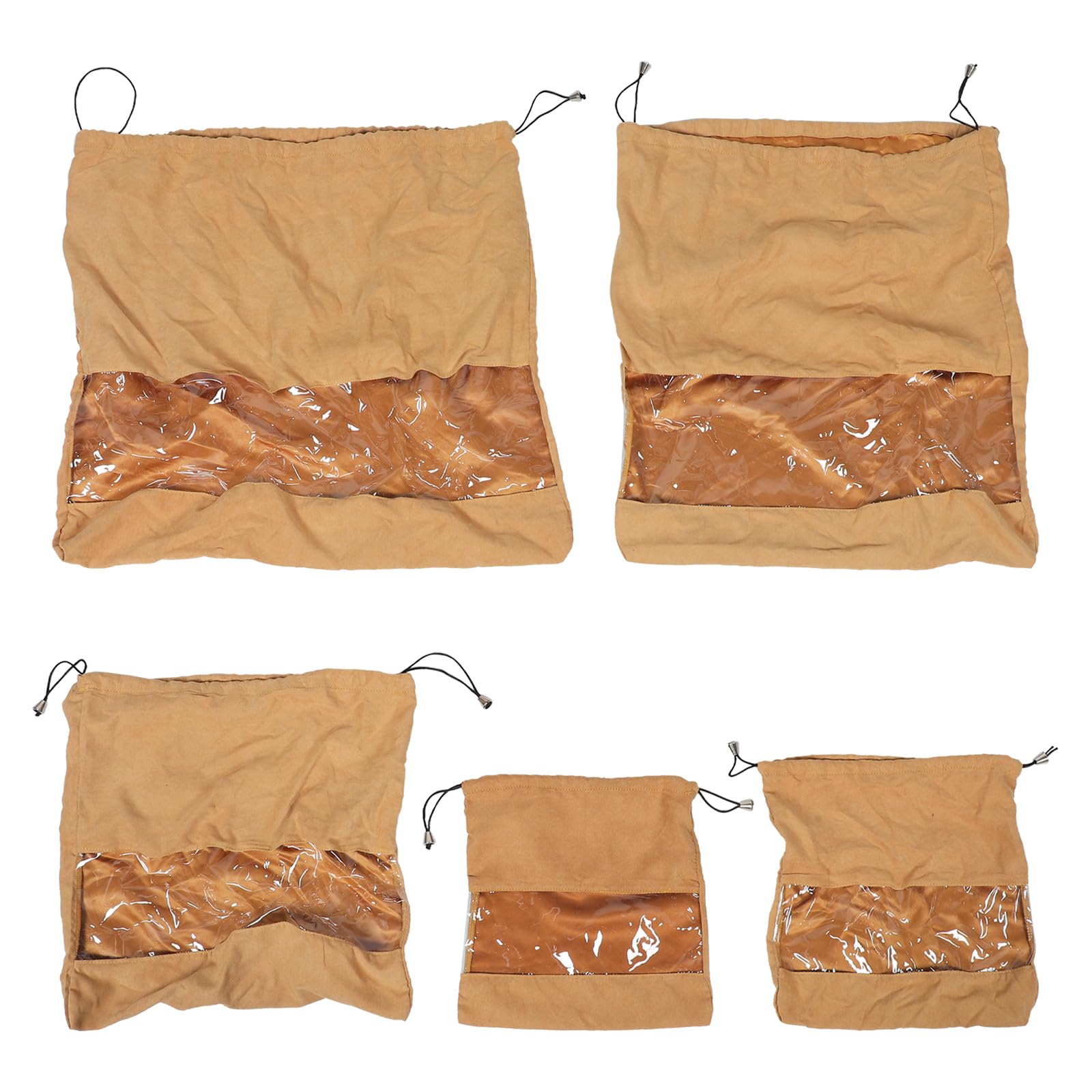 Uonlytech 5 organizadores de Bolsos para Armario - Bolsa Antipolvo con cordón Ajustable, Forrada en Terciopelo y con Ventana Transparente - Diseño Que Ahorra Espacio (26/29/40/50/60 cm)