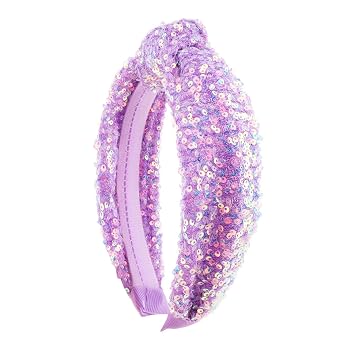 Purple Glitter Knotted Headband Summer Knot Hairbands Spring Fashion Hair Hoop Women Girls Hair Accessories for Summer Theme Birthday Wedding Party SuppliesPurple, Large
