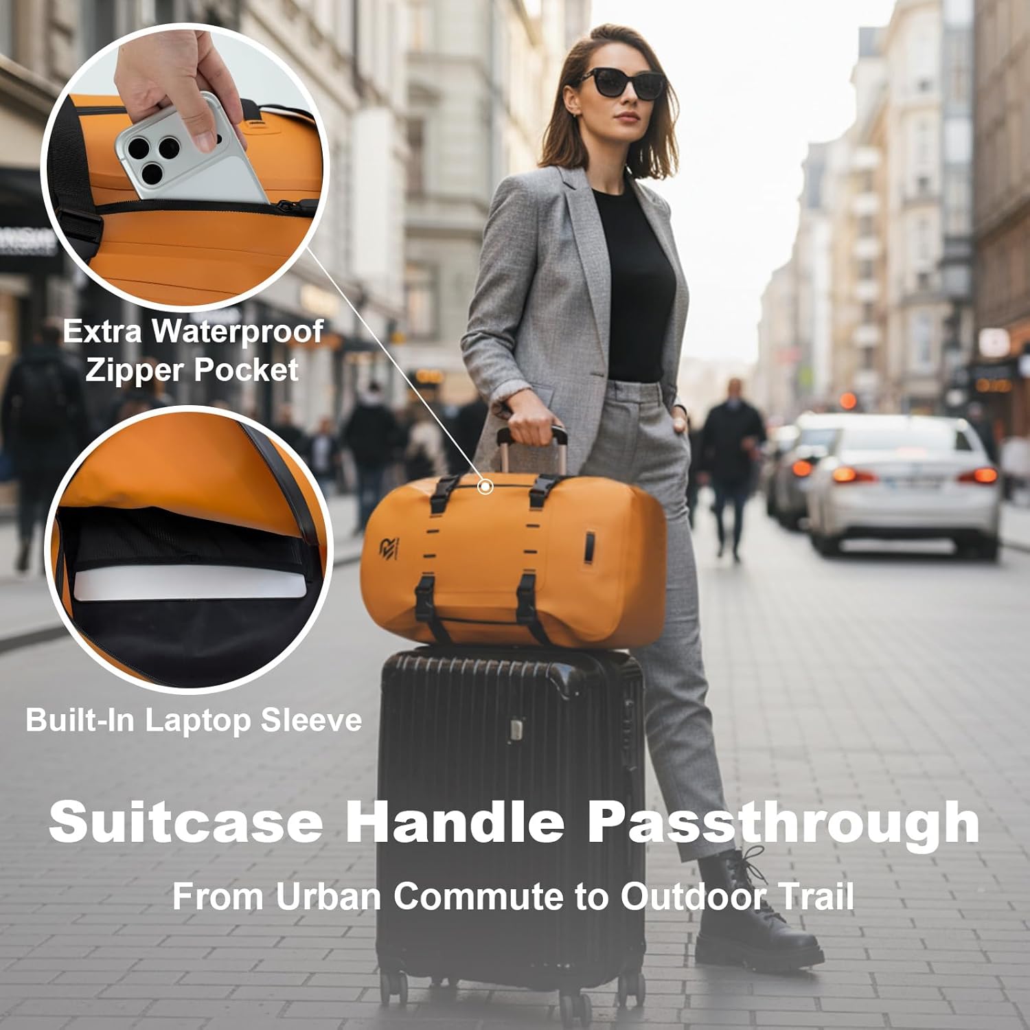 Airtight Waterproof Backpack 30L, Floating Dry Bag with Resin Zipper, IPX7 Gear Protection Large Capacity for Men, Kayaking, Paddle Boarding, Fishing, Travel, Surfing, Work, Outdoor Orange - Image 6