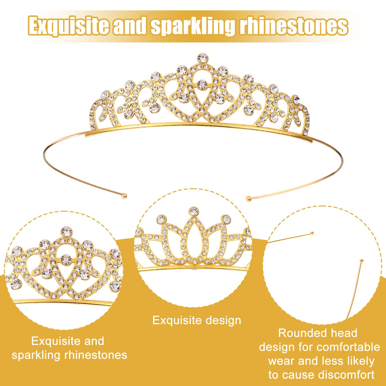10pcs Diadème de Princesse pour Femmes et Filles, Petits Ornées Bandeau Couronne Ornés de Strass Accessoires Coiffure pour Mariage Anniversaire Bal Promo Concours Beauté