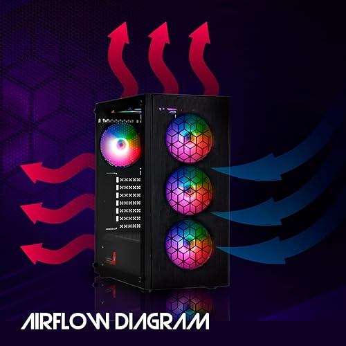Miniatura 6 de Raidmax X921 - Carcasa de malla para juegos con flujo de aire y vidrio templado con ventiladores 6 ventiladores de color RGB estáticos funda de PC