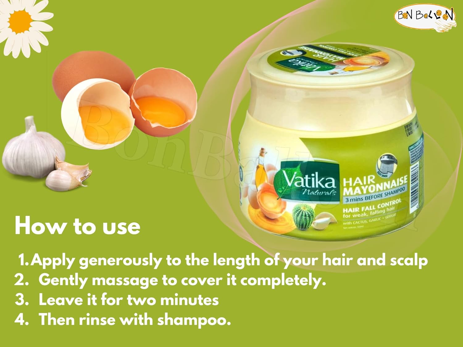 Vatika Naturals Hair Mayonnaise Treatment 3 Mins Before Shampoo, 500 ml Provides Nourishment Essential Oils & Conditioning Egg Proteins Moisturizing Smoothing Hair Loss (Hair Fall Control)