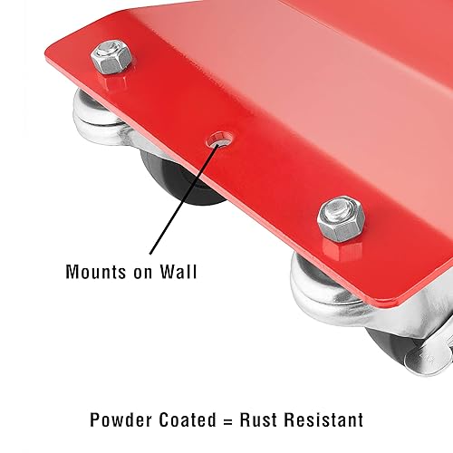 Miniatura 5 de PENTAGON TOOLS Paquete de 4 unidades de grado comercial | Neumático Dolly - Patines para neumáticos | Rojo