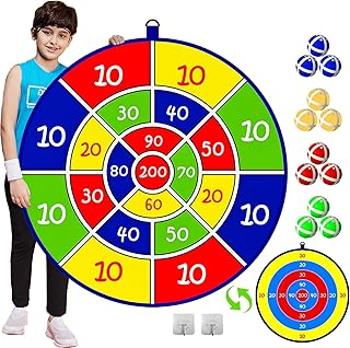 Dart Board for Kids, Double-Sided Dart Board Game Set with Sticky Balls and Safe Darts - Indoor/Outdoor Toys for 3+ Year O...
