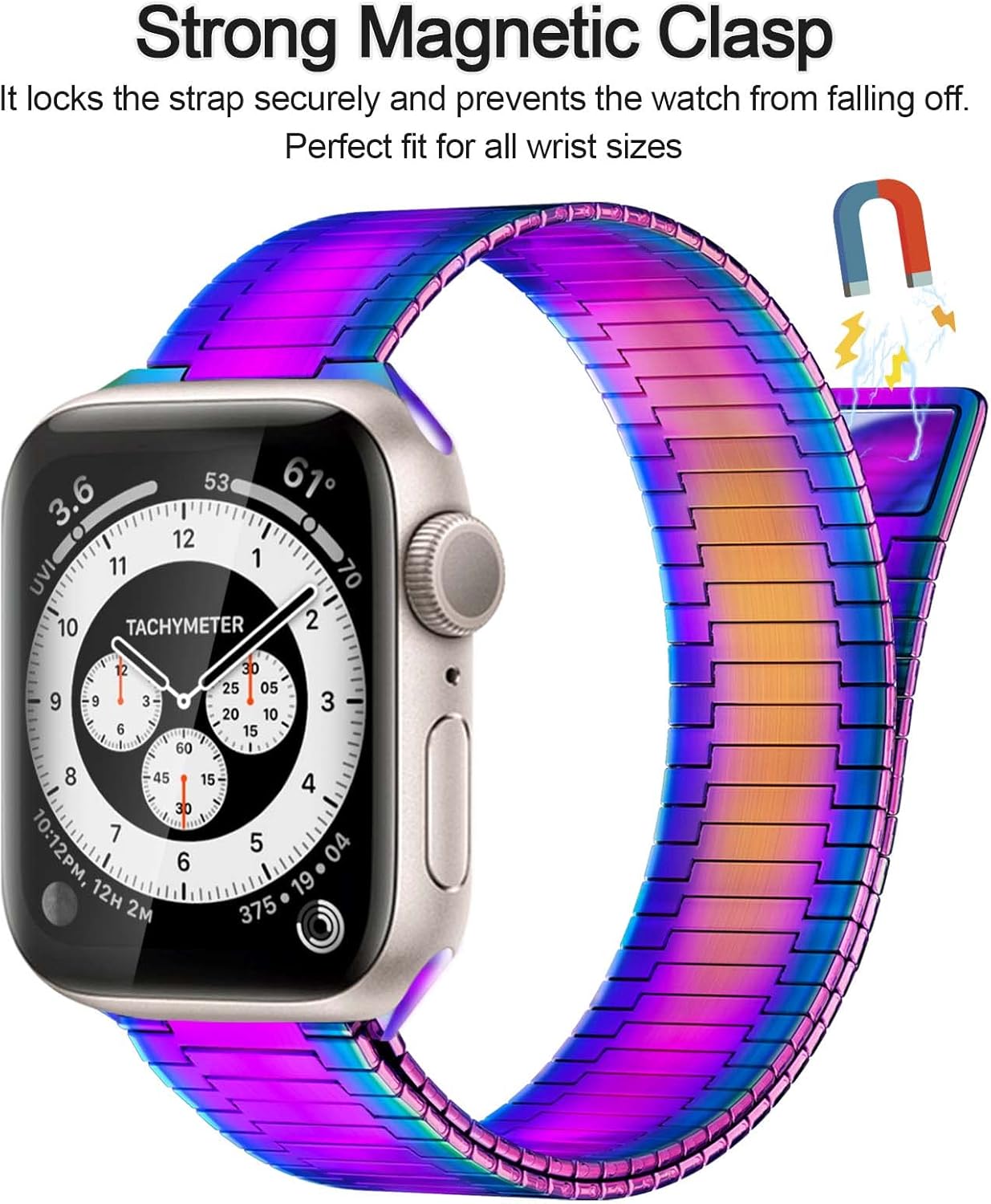 BPAZVUH Compatible for Apple Watch Band 38mm 40mm 41mm 42mm 44mm 45mm 49mm, Infinitely Adjustable Stainless Steel Metal Magnetic Business & Sport Strap Bands for iWatch Series Ultra SE 8 7 6 5 4 3 2 1