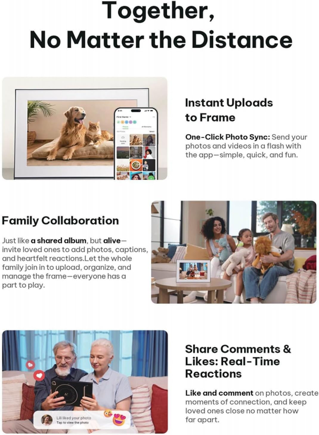 AI Magic Frame 10.1"-WiFi Digital Picture Frame with 64GB,1920 x 1200 IPS FHD Touchscreen,Motion Sensor,Dynamic AI Photo,Unlimited Cloud Storage, Gifts for Birthday/Family/Home Decor